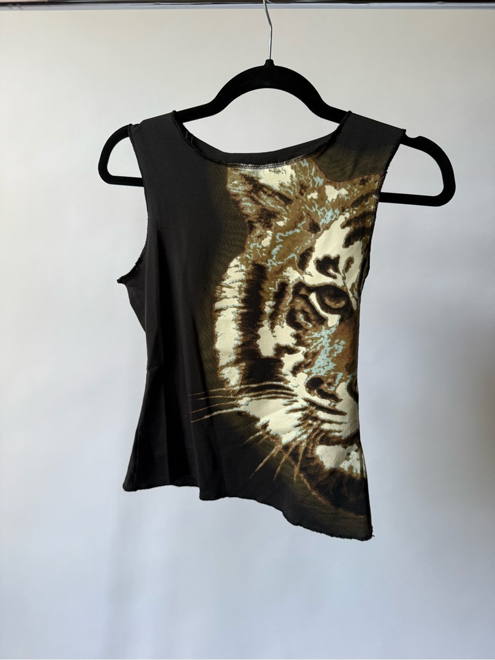 Garage Black Tank Top with Tiger Face Graphic